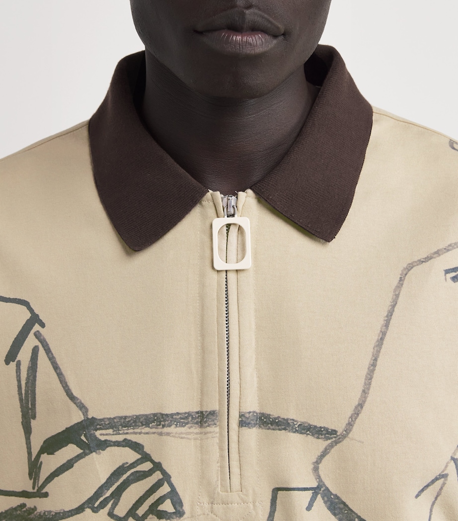 Cotton Printed Polo Shirt NOUGAT Image 6