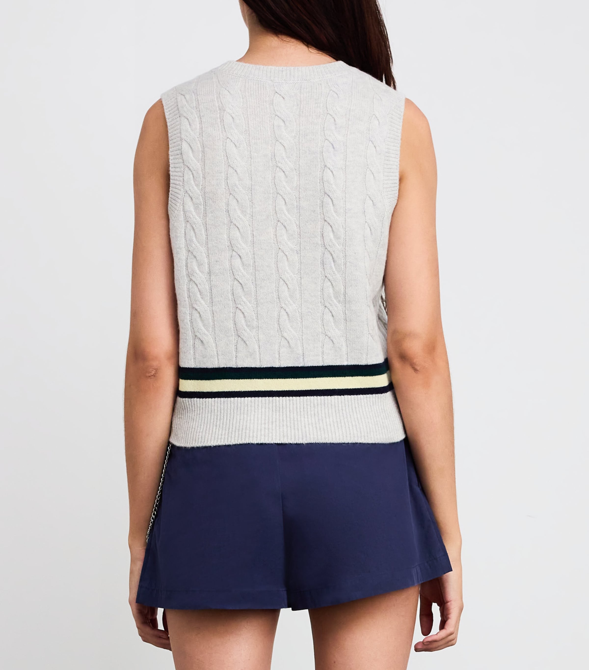 Wool-Cashmere Cable-Knit Sweater Vest GREY Image 4