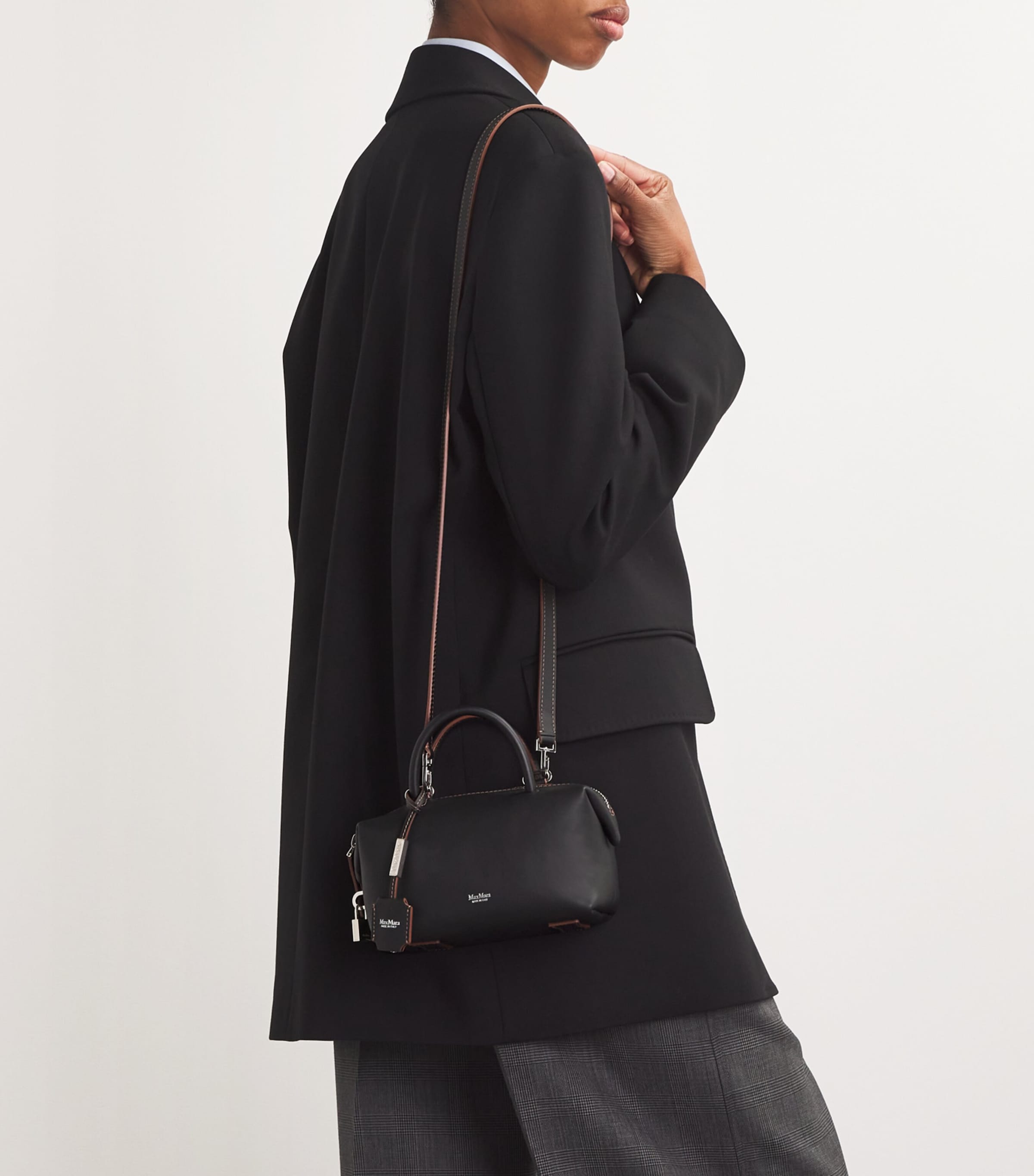 Small Leather Satchel Bag BLACK Image 2