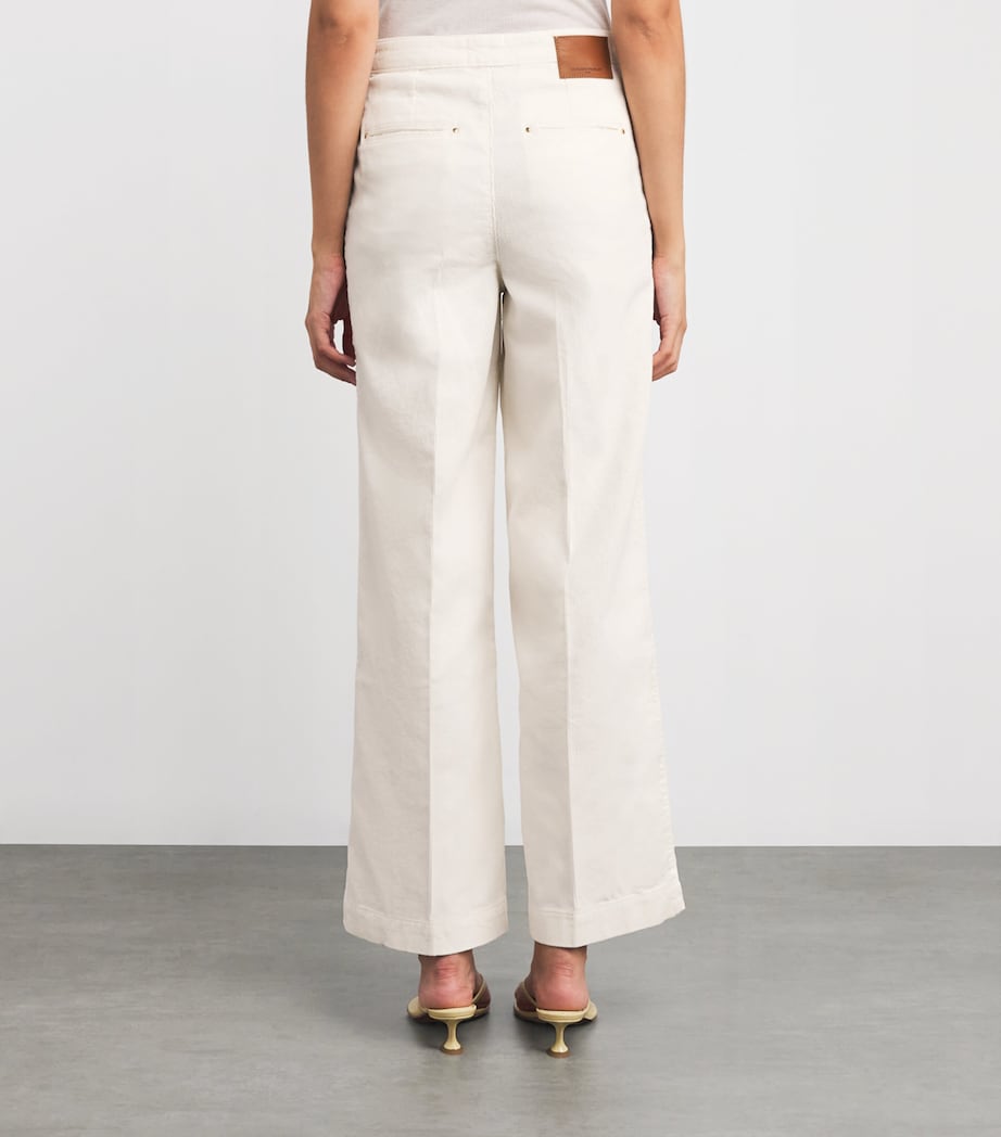 Corduroy Button-Detail Trousers ECRU Image 4