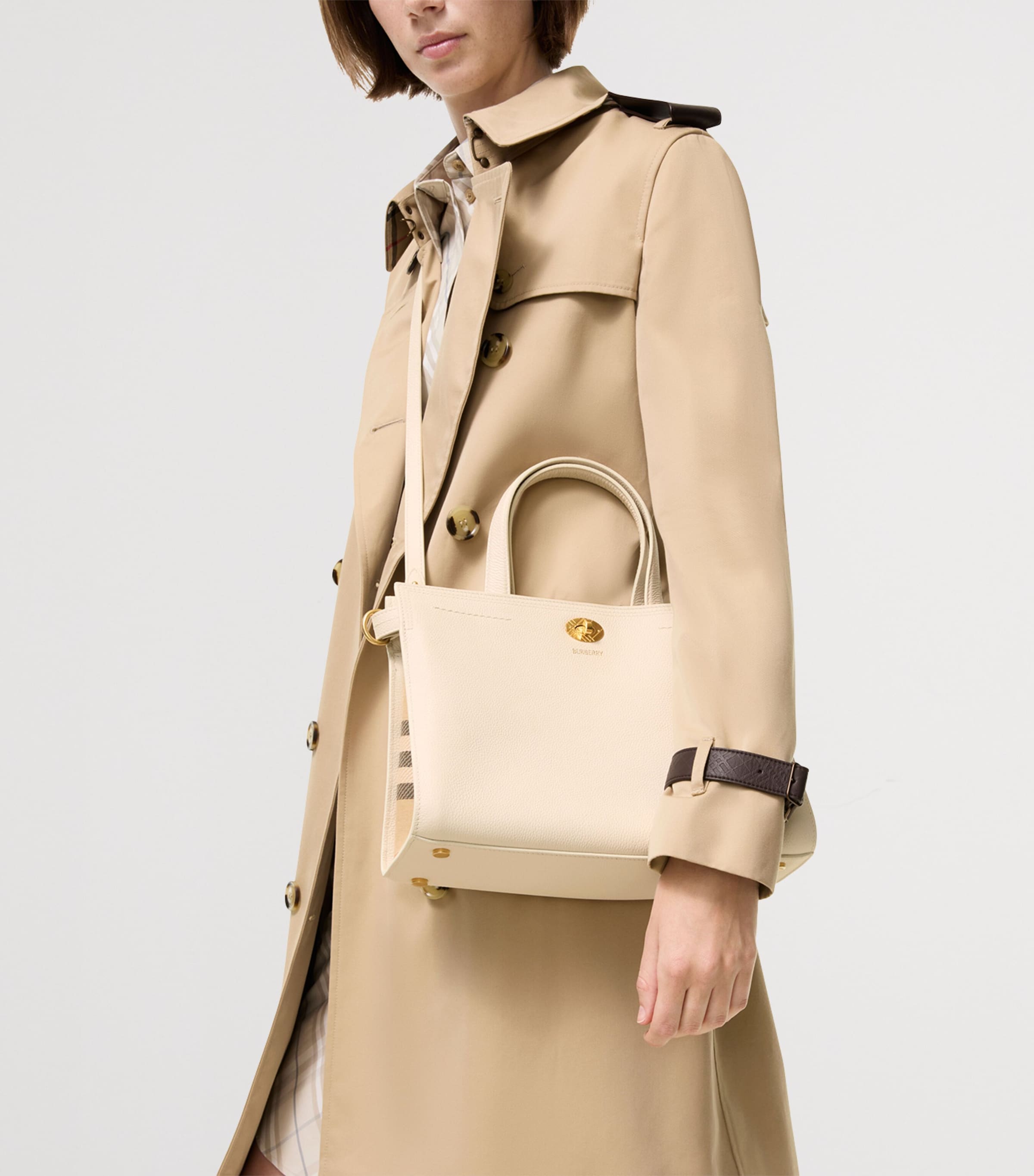 Burberry Small Leather Cotswolds Check Tote Bag Soap Image 2