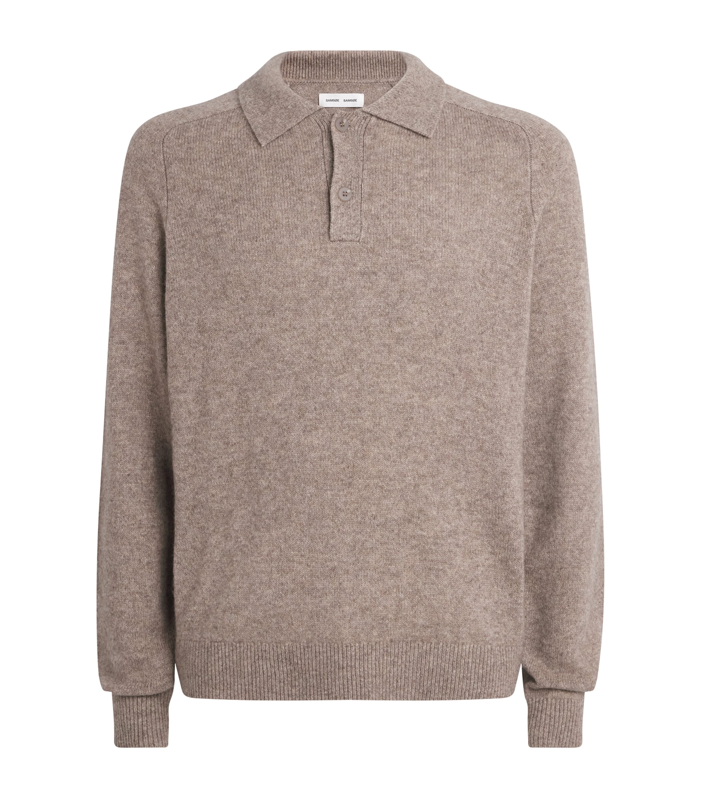 Samsøe Samsøe Mens Yak Safrans Polo Sweater Lead Gray Mel. Image 1