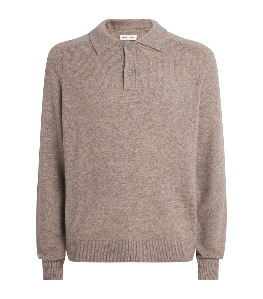Samsøe Samsøe Mens Yak Safrans Polo Sweater Lead Gray Mel. Image 1