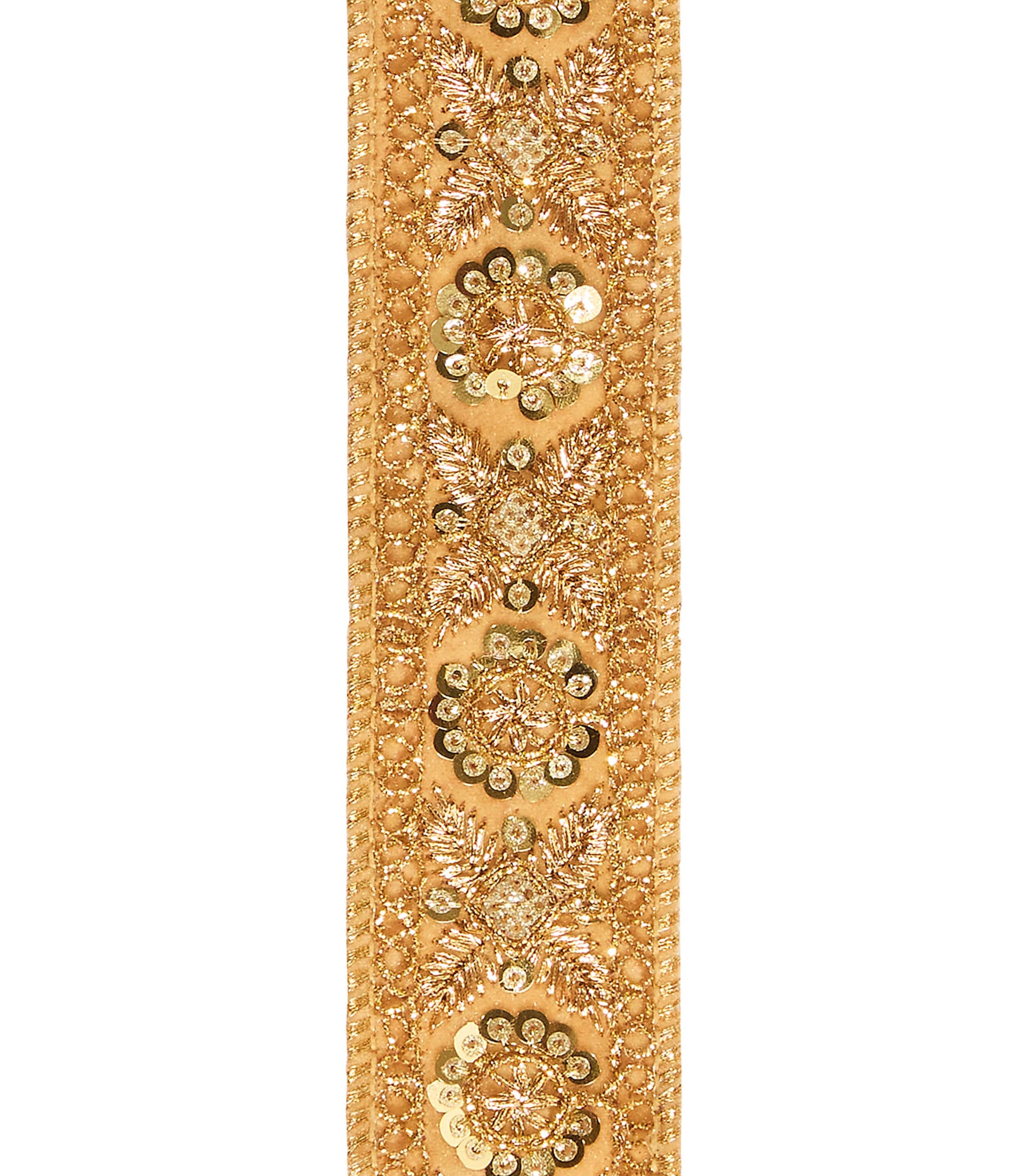 Harrods Sequined Leaf-trim Ribbon In Gold