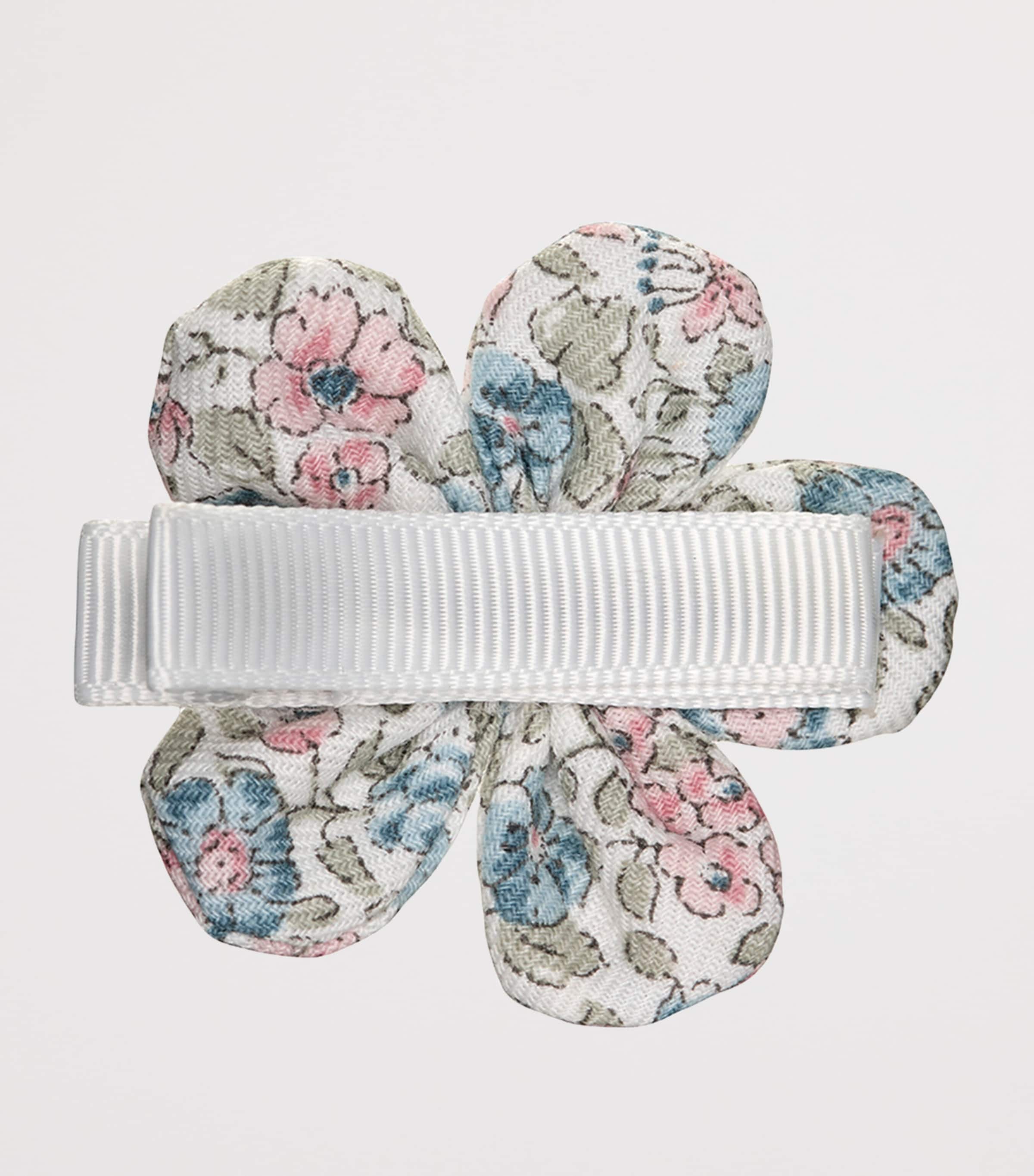 Trotters Cotton Floral Bow Hair Clip Blue Image 2