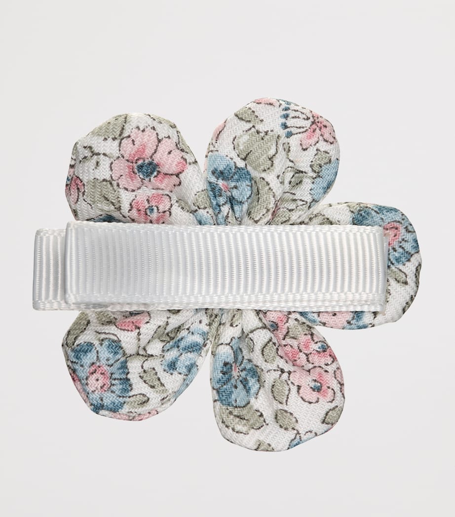 Trotters Cotton Floral Bow Hair Clip Blue Image 2