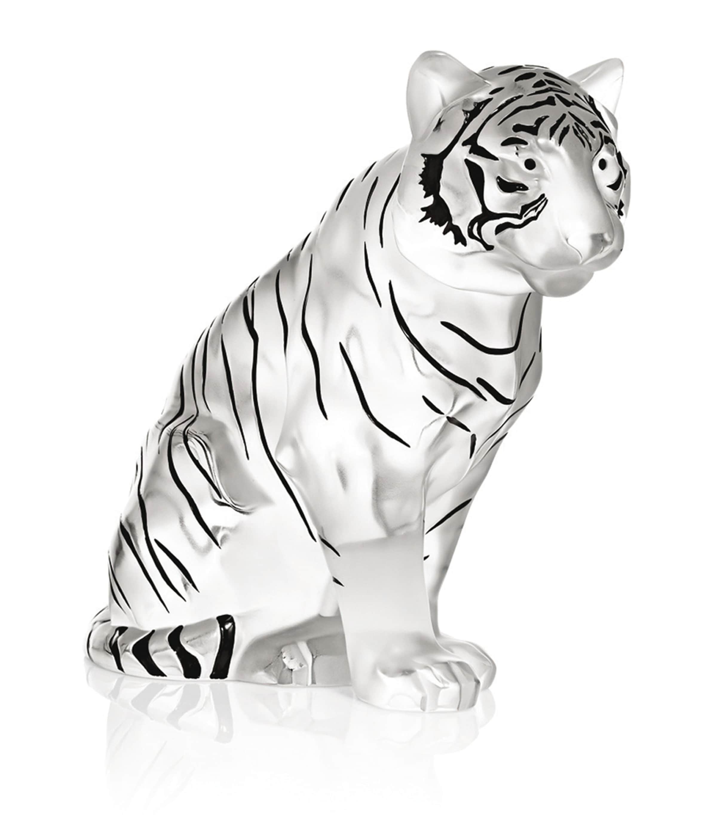 Lalique Sitting Crystal Tiger Sculpture