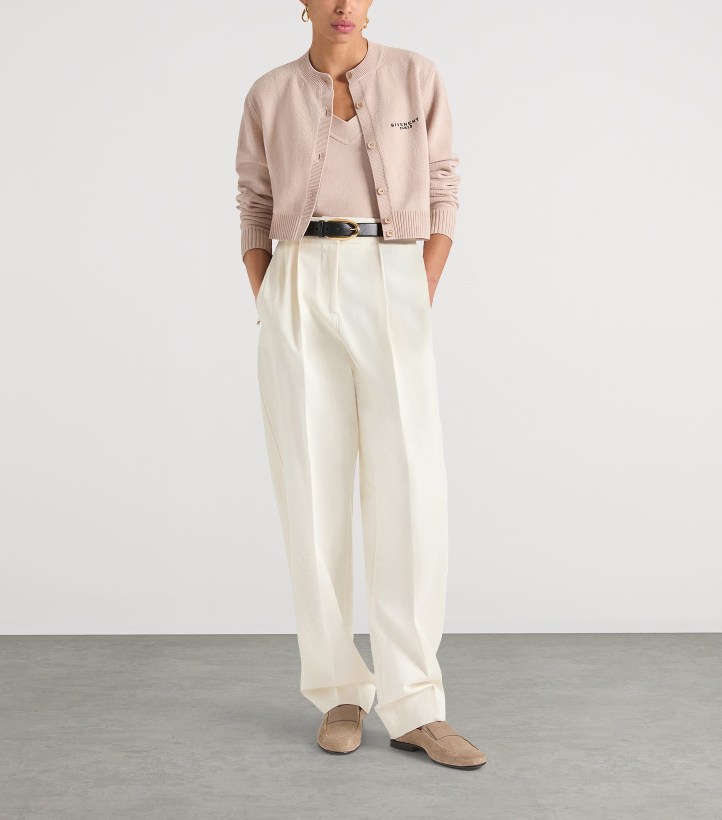 Cotton and Wool Pleated Trousers IVORY Image 2