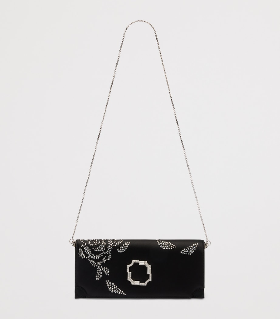 Satin Embellished Vivien Clutch Bag BLACK Image 4