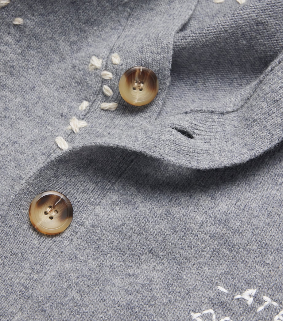 Wool Exposed Stitching Cardigan GREY Image 5