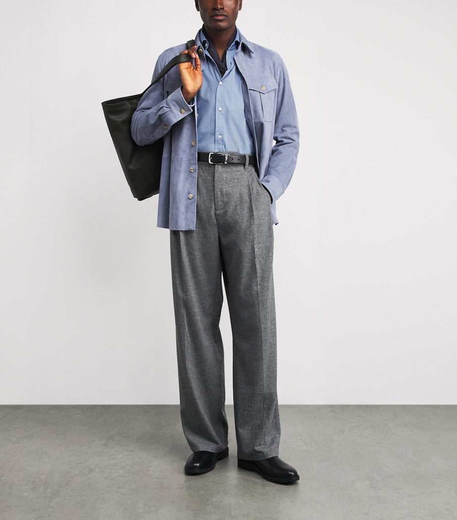 Cotton Herringbone Aston Dress Shirt BLUE Image 2