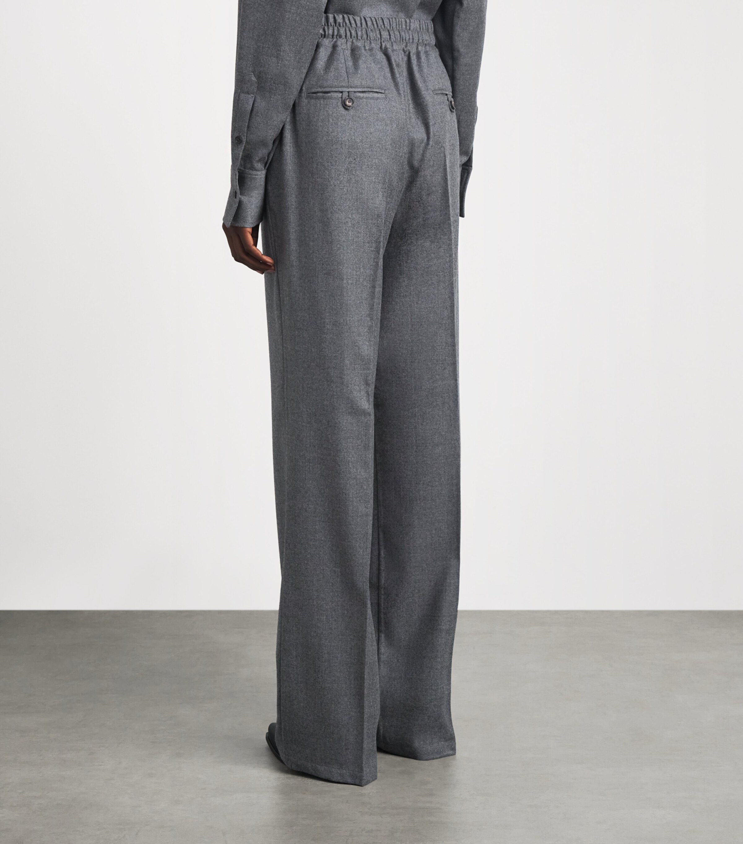 Kiton Womens Virgin Wool Drawstring Trousers Grey Image 5