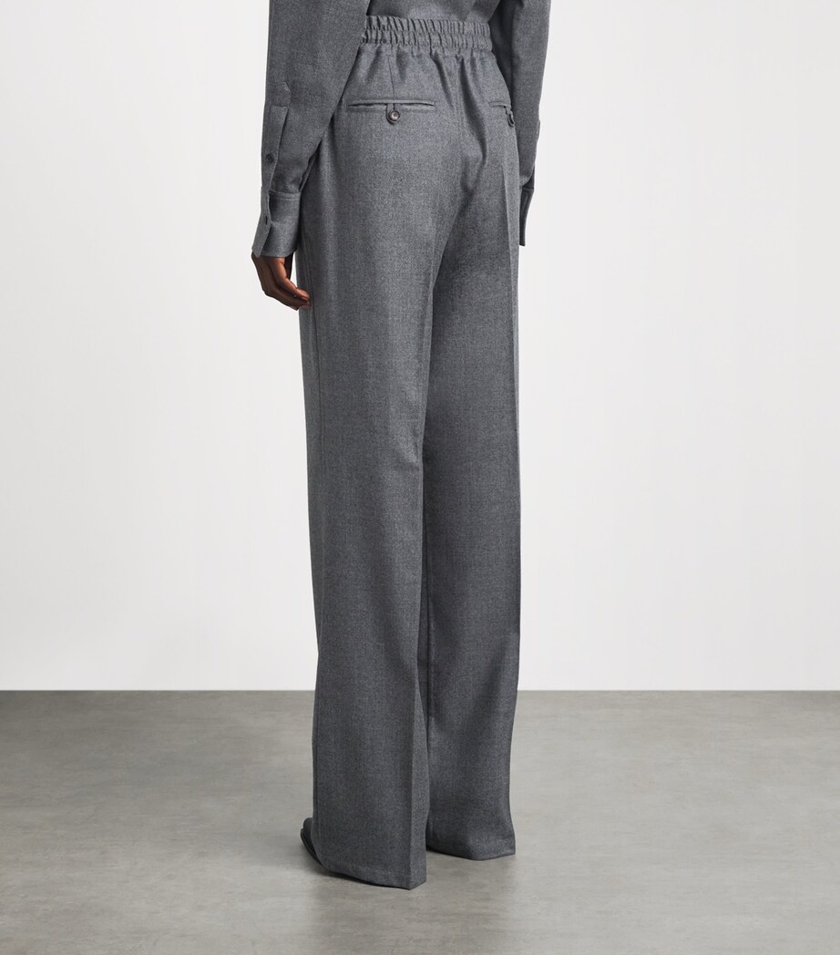 Kiton Womens Virgin Wool Drawstring Trousers Grey Image 5
