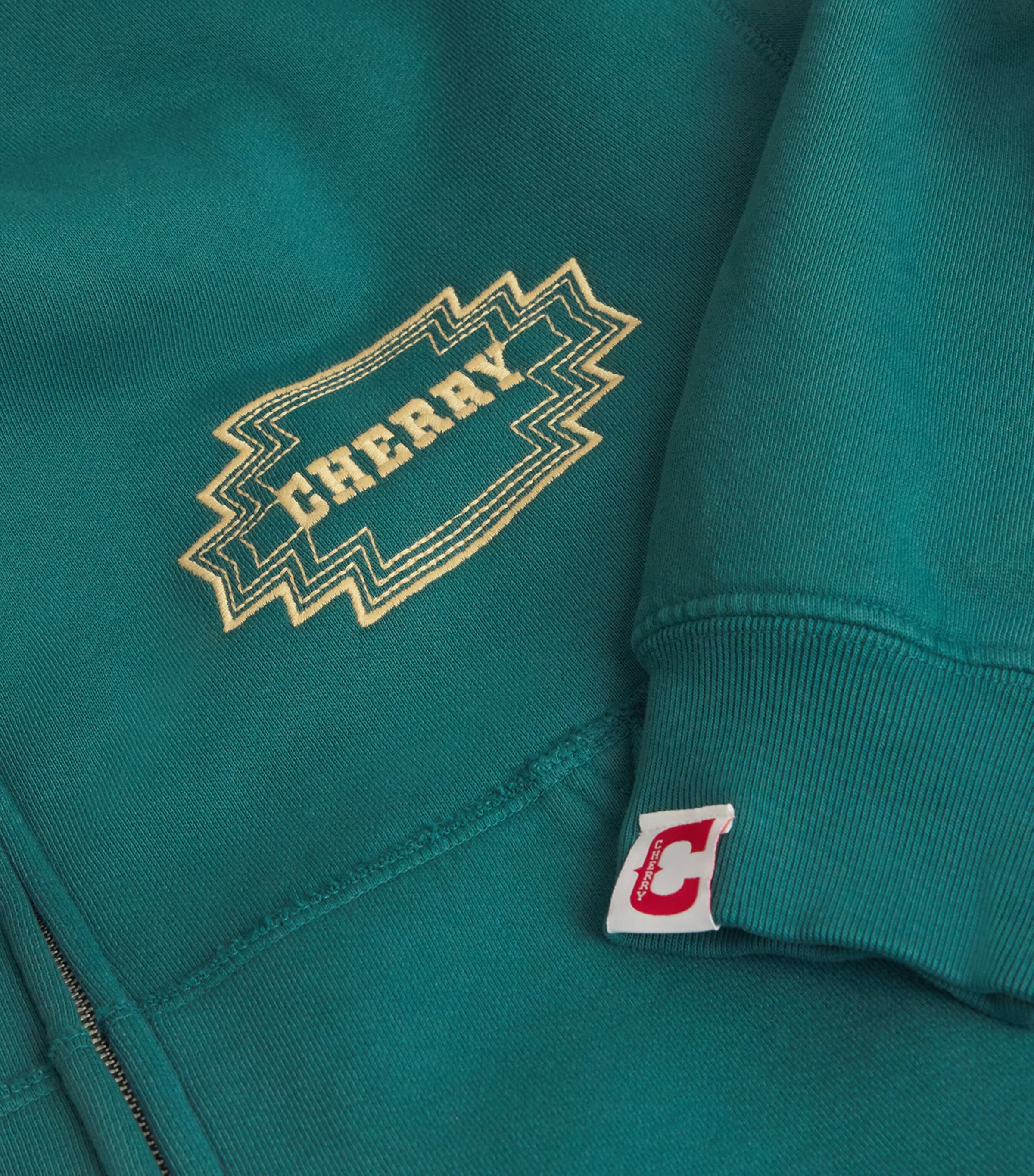 Cotton Navajo Logo Embroidery Zip-Up Hoodie EMERALD Image 5