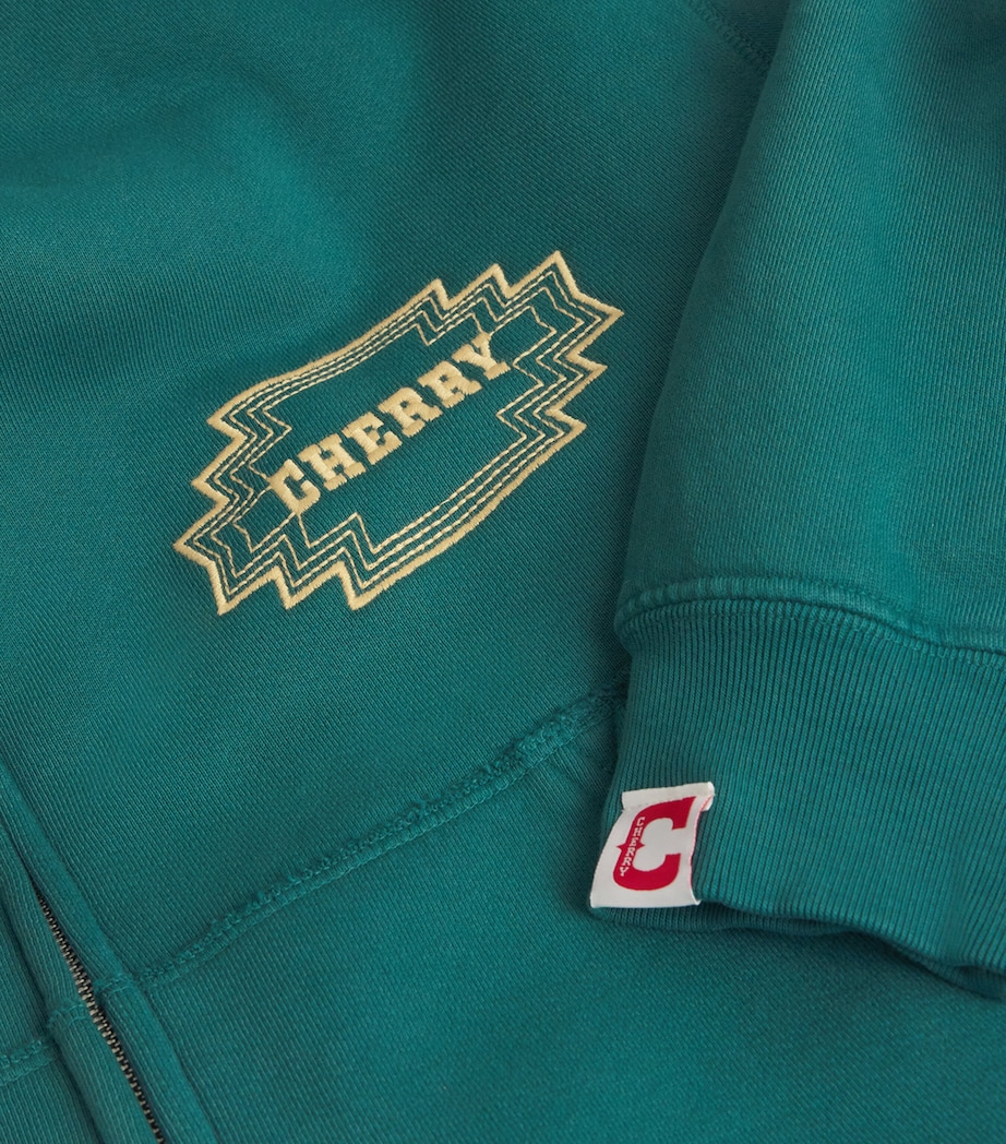 Cotton Navajo Logo Embroidery Zip-Up Hoodie EMERALD Image 5