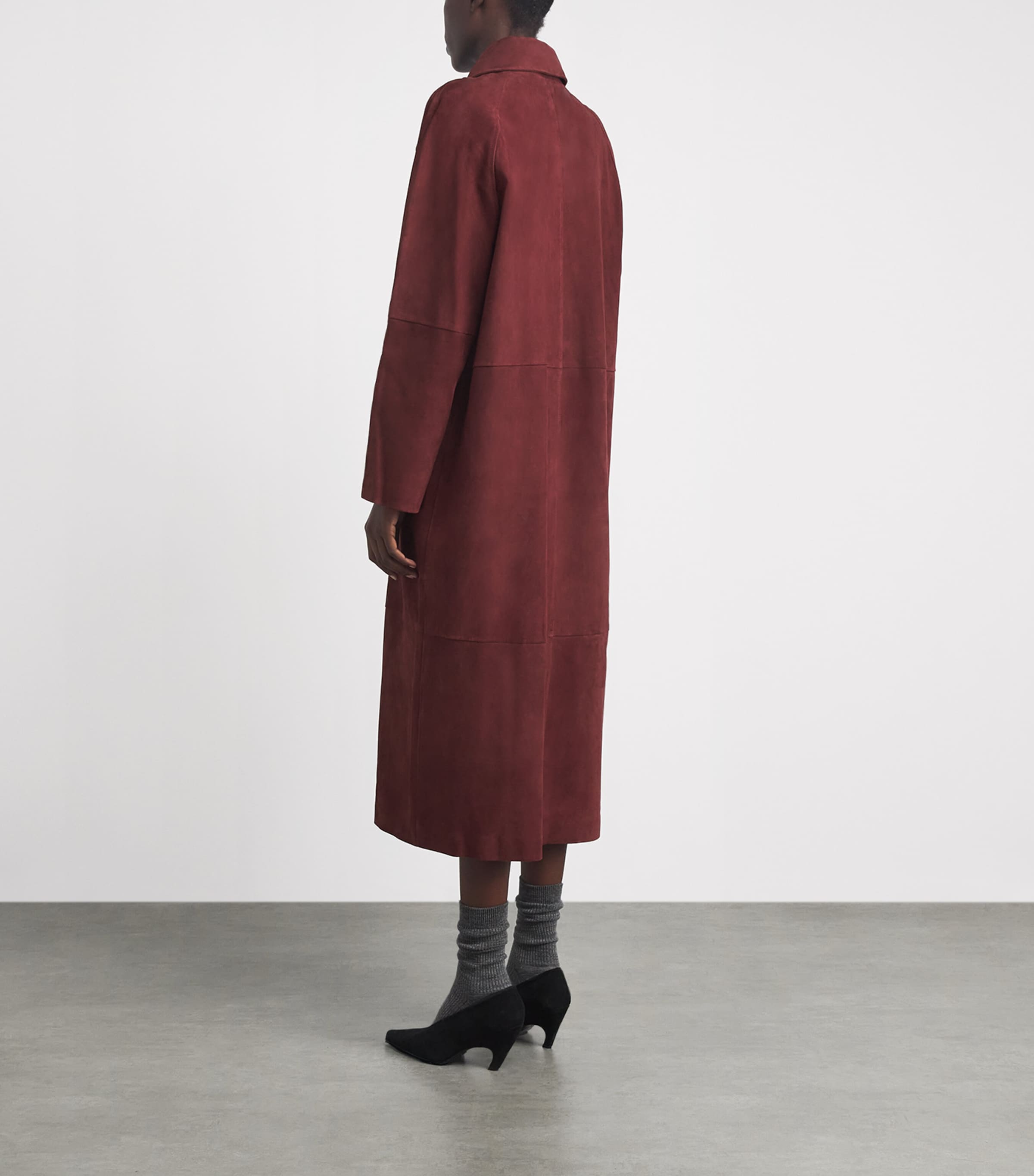 Arma Womens Suede Judy Trench Coat Mahogany Image 5
