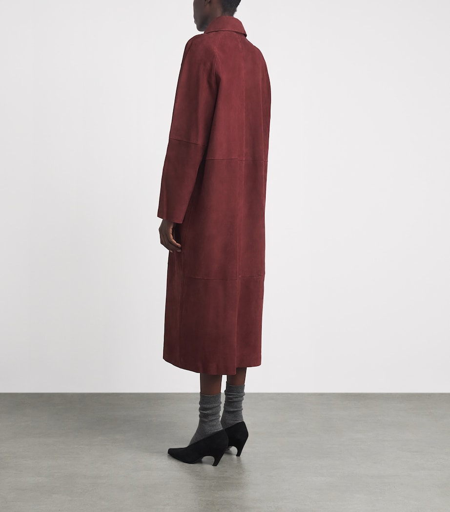 Arma Womens Suede Judy Trench Coat Mahogany Image 5