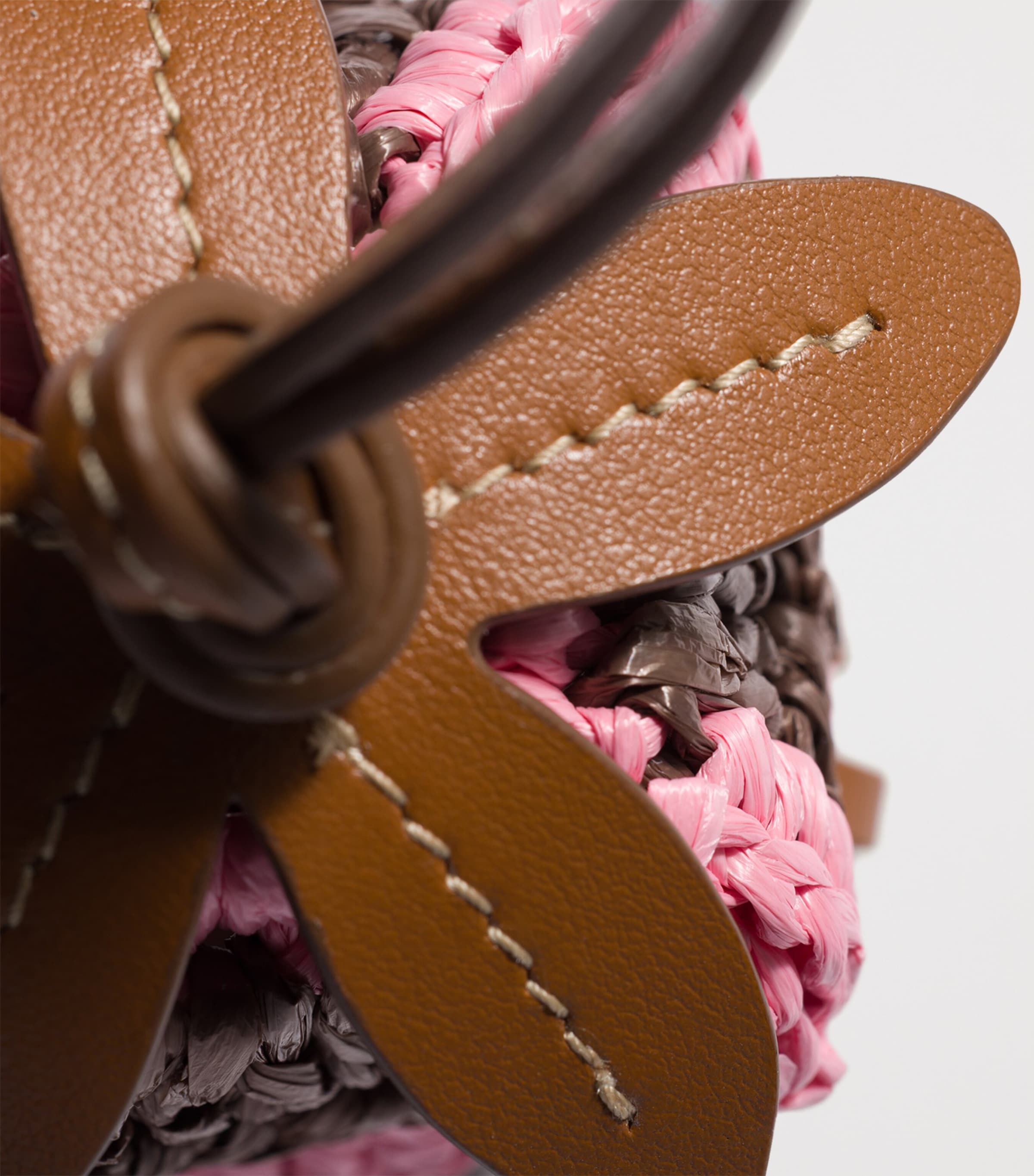 Miu Miu Leather-Yarn Woven Keyring Brown Image 2