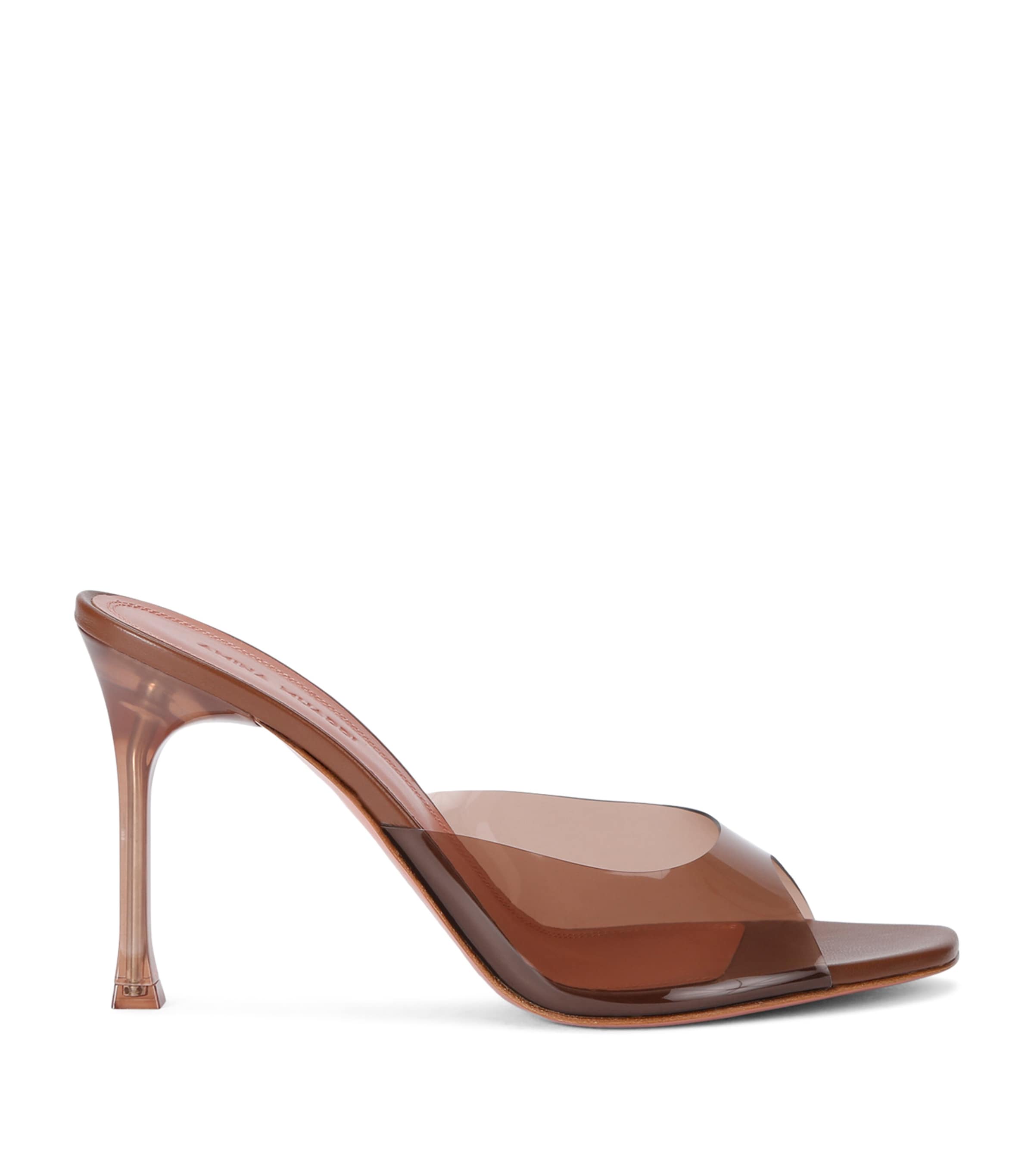 Amina Muaddi Bianca Glass Slipper 95 High Heel Sandals In Brown