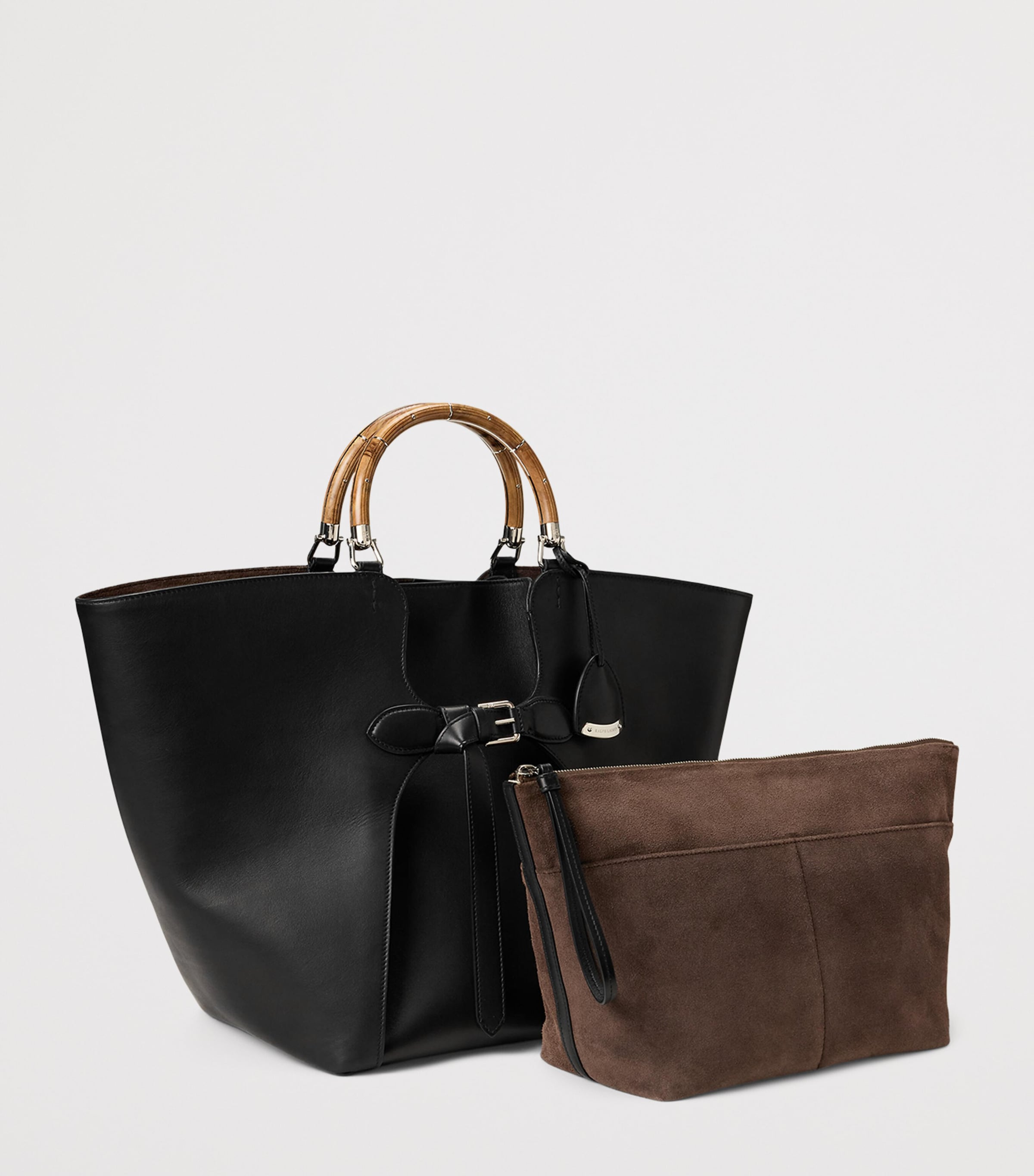 Ralph Lauren Collection Large Leather Ralph Tote Bag Black Image 2