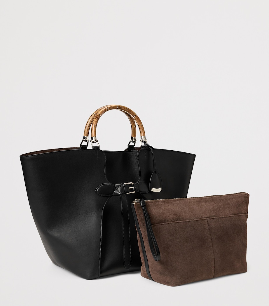 Ralph Lauren Collection Large Leather Ralph Tote Bag Black Image 2