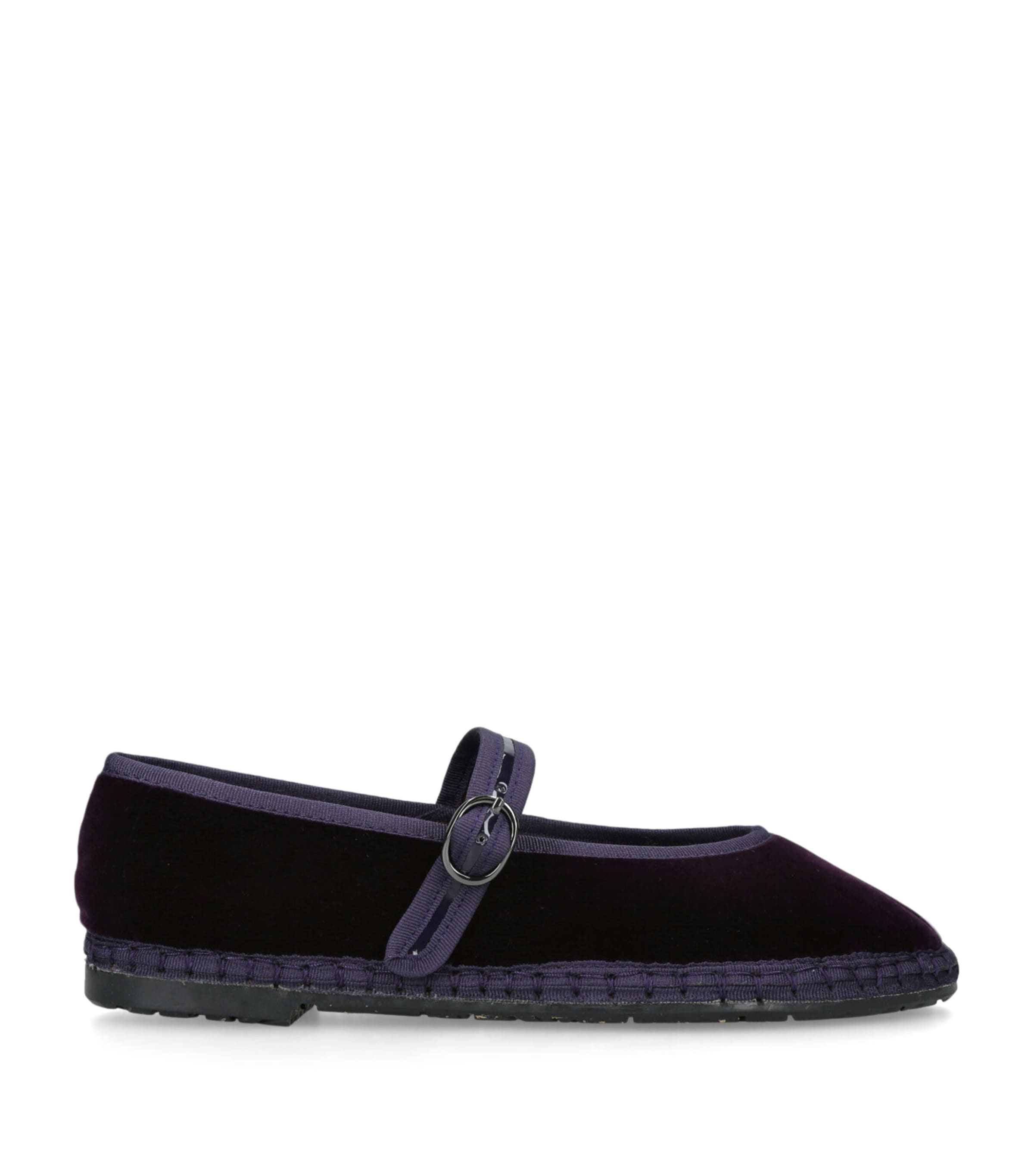 Flabelus Velvet Pierre Mary Janes Purple Image 1