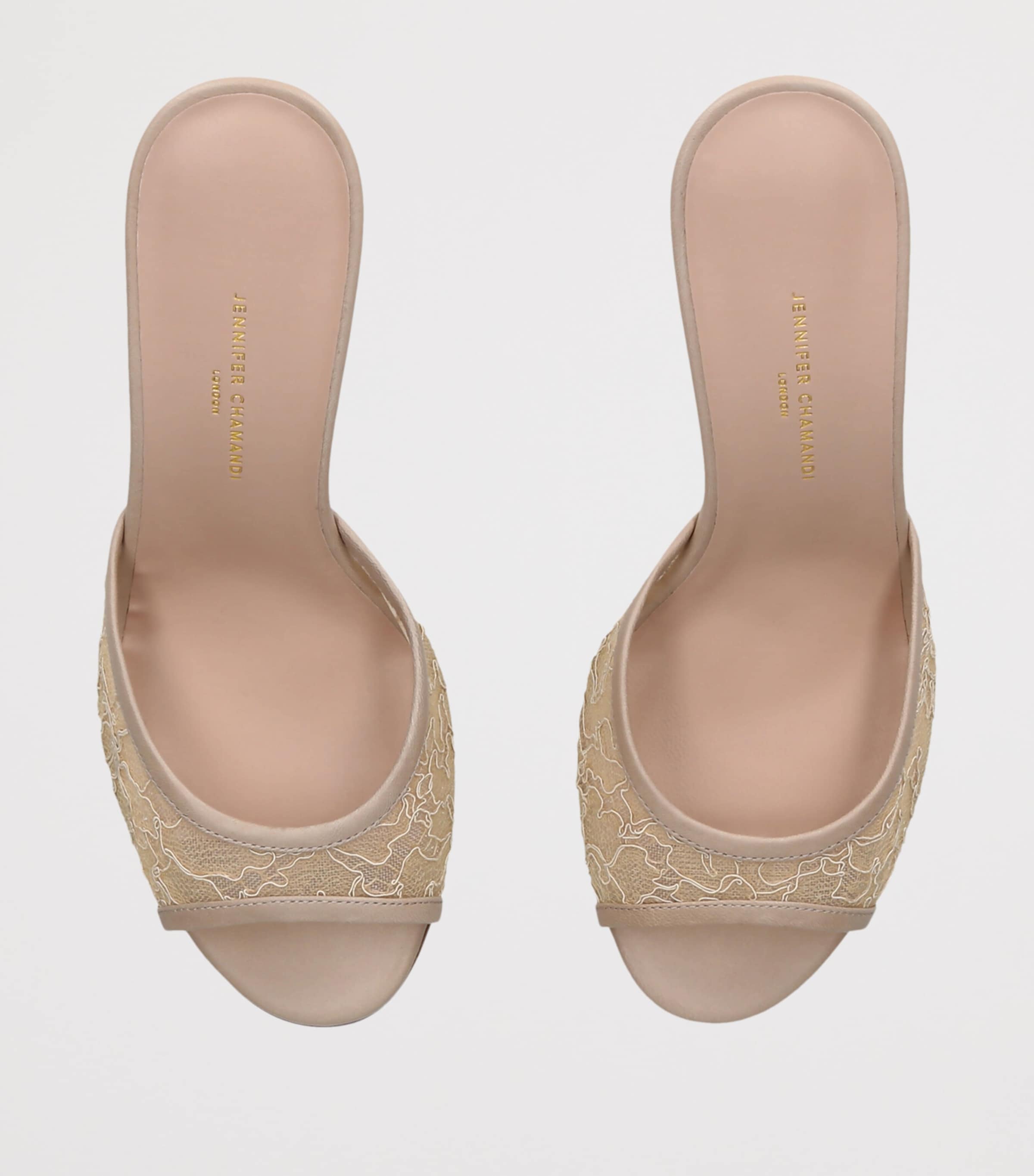 Jennifer Chamandi Lace Guido Mules 85 Champagne Image 4