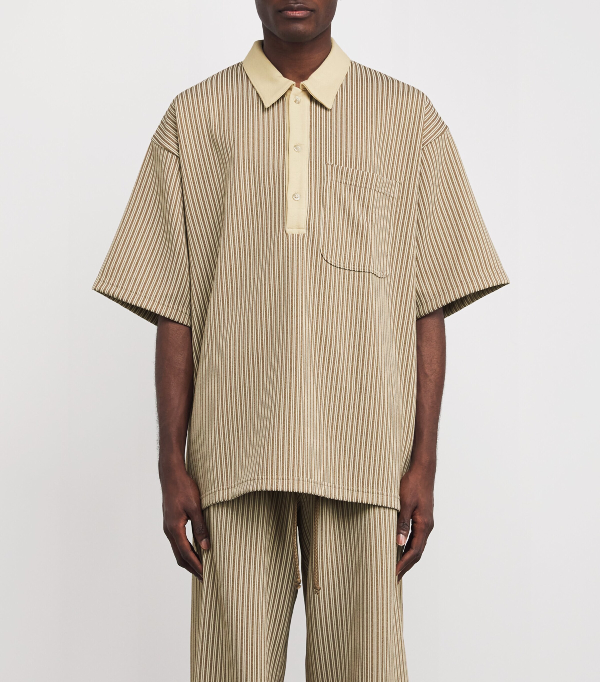 Stripe Gym Polo Shirt BEIGE Image 3