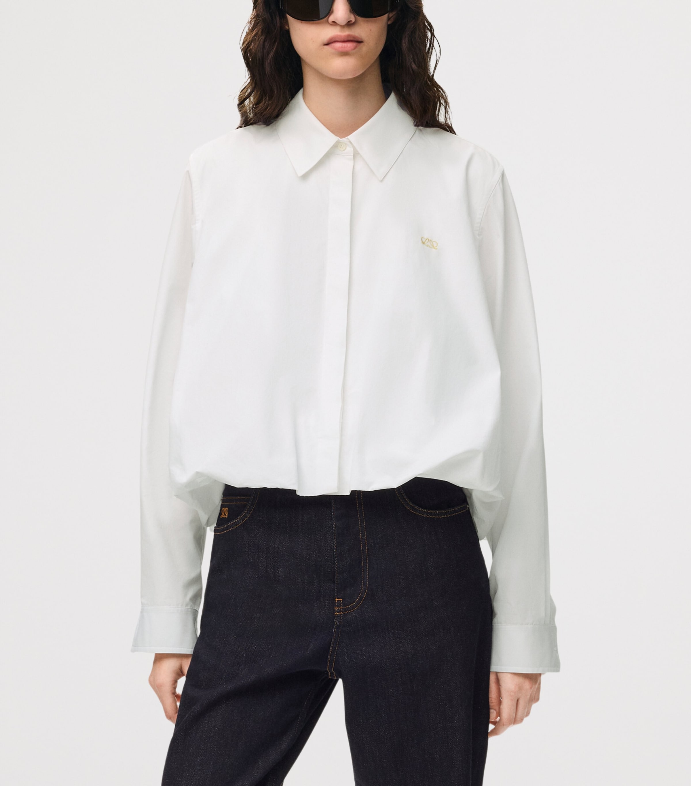 LOEWE Womens Drawstring-Hem Shirt White Image 3