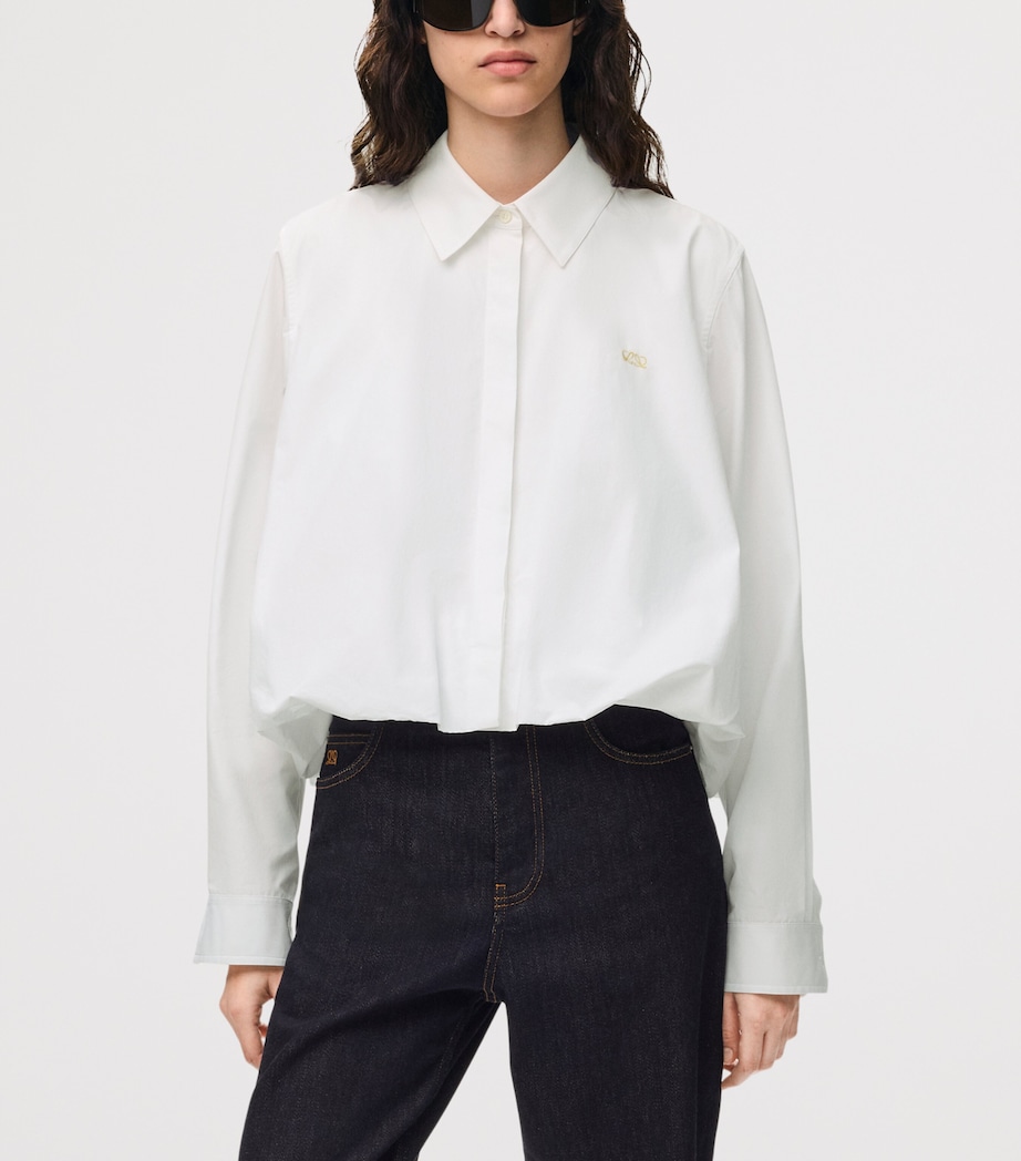 LOEWE Womens Drawstring-Hem Shirt White Image 3