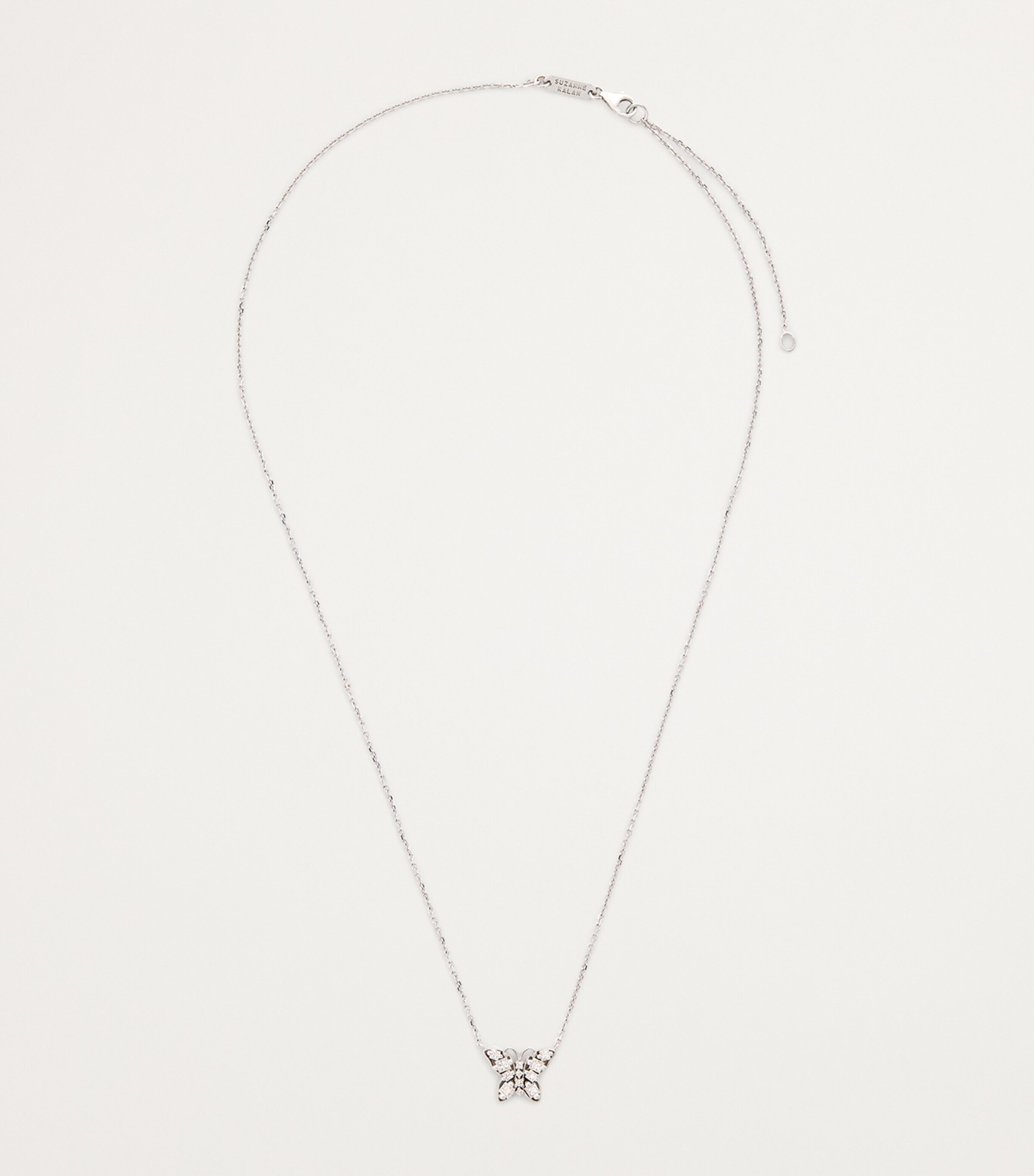 Mini White Gold and Diamond Princess Butterfly Necklace 18K WG/WD Image 3