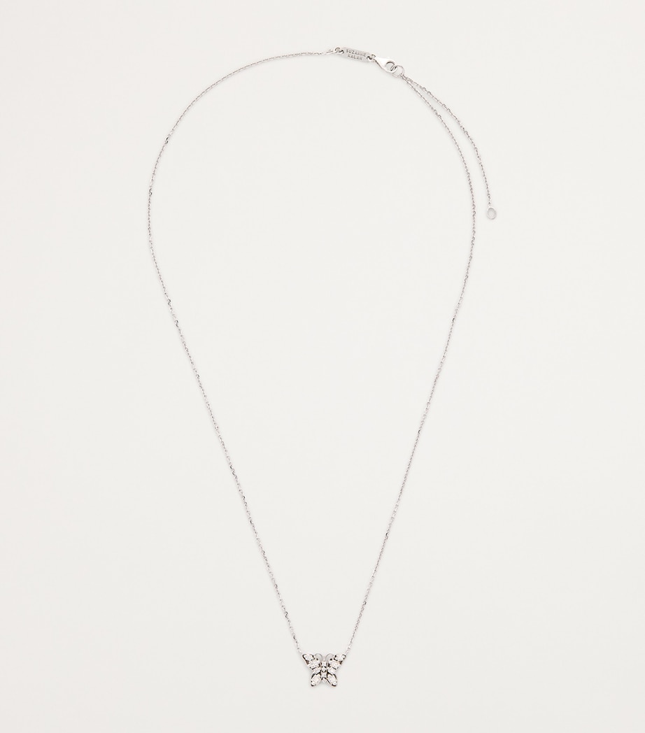 Mini White Gold and Diamond Princess Butterfly Necklace 18K WG/WD Image 3