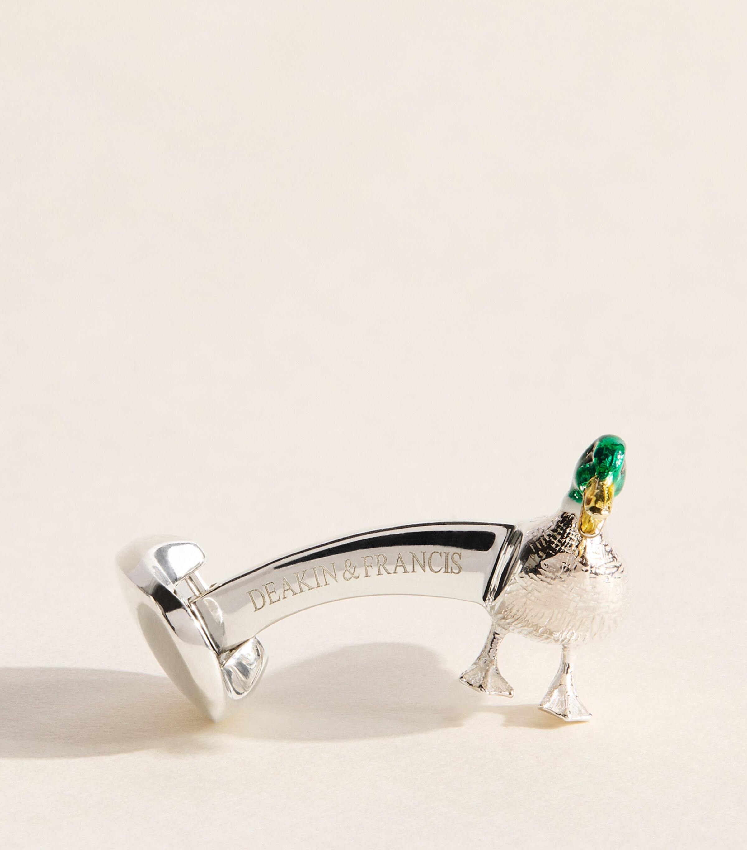 Deakin & Francis Sterling Silver and Enamel Duck Cufflinks Silver Image 4