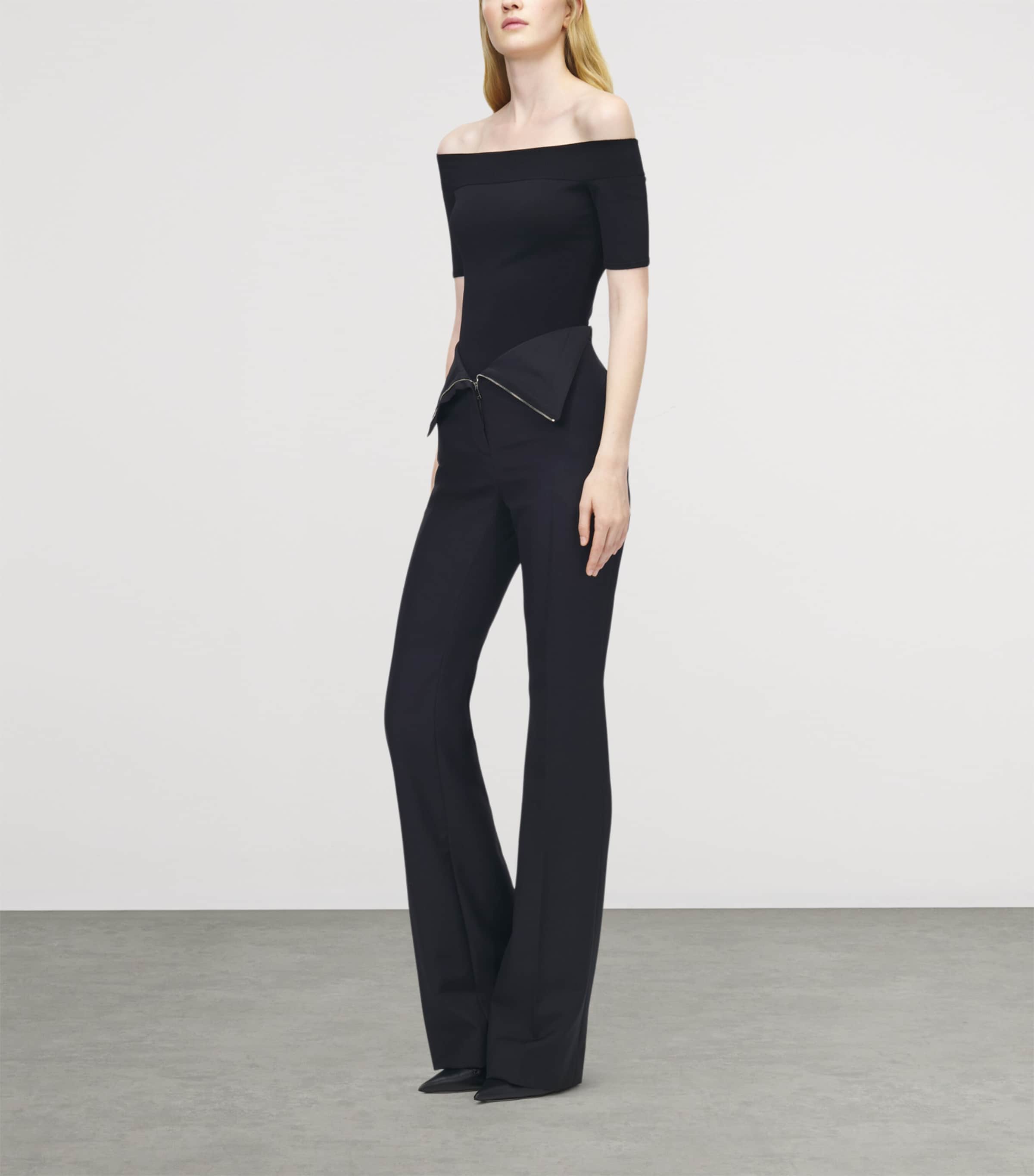 McQueen Womens Wool Foldover-Waist Trousers Image 3