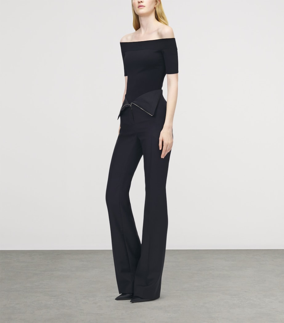 McQueen Womens Wool Foldover-Waist Trousers Image 3