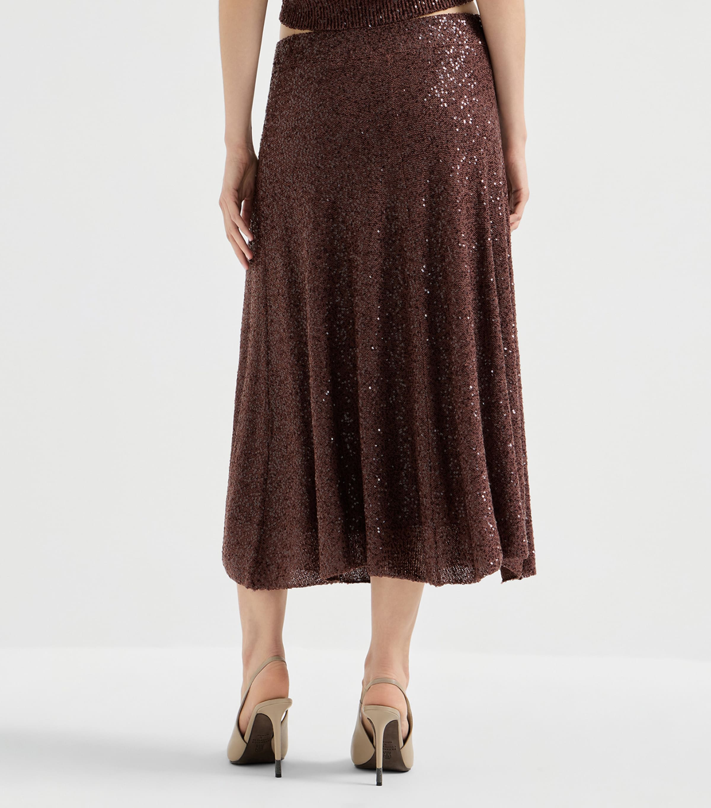 Brunello Cucinelli Womens Linen-Cashmere-Silk Midi Skirt Image 5