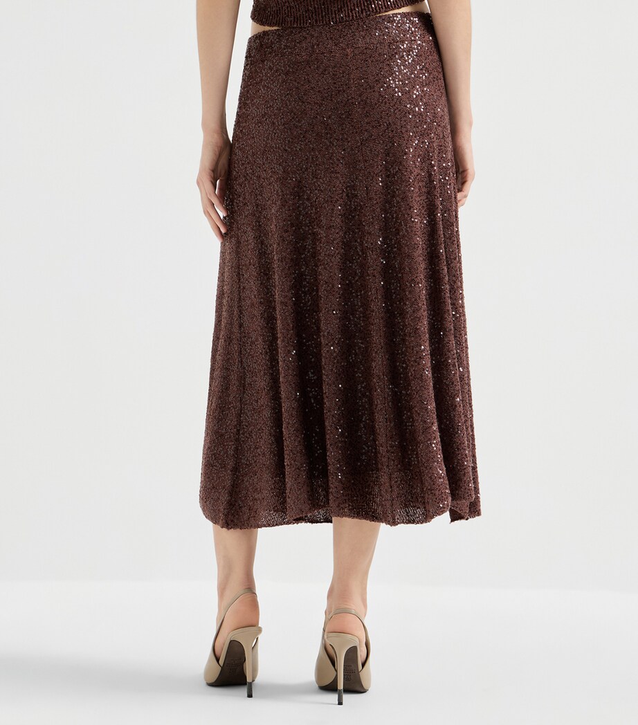 Brunello Cucinelli Womens Linen-Cashmere-Silk Midi Skirt Image 5