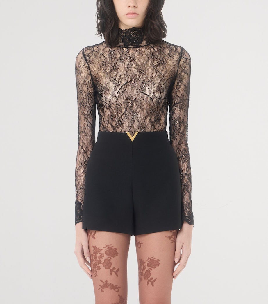 Valentino Womens Lace High-Neck Bodysuit Image 2