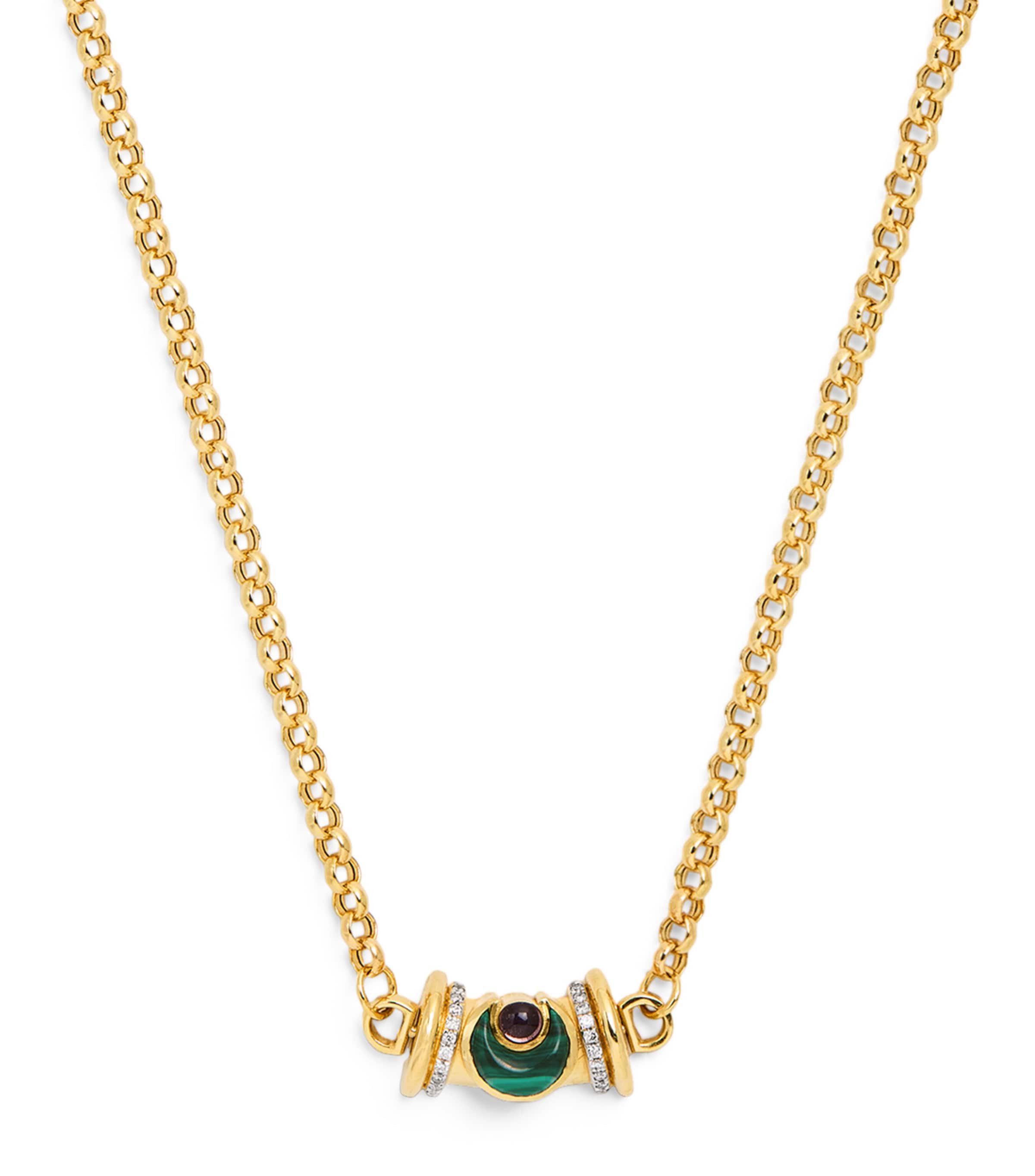 L'atelier Nawbar Yellow Gold, Diamond And Mixed Stone Lot N*91 Warrior Moon Necklace In Gold