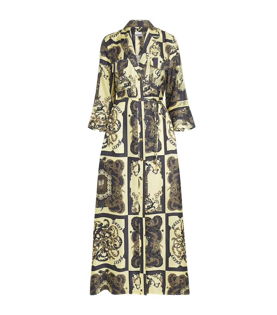 Silk Ornate Maxi Dress 308 POPCORN Image 1