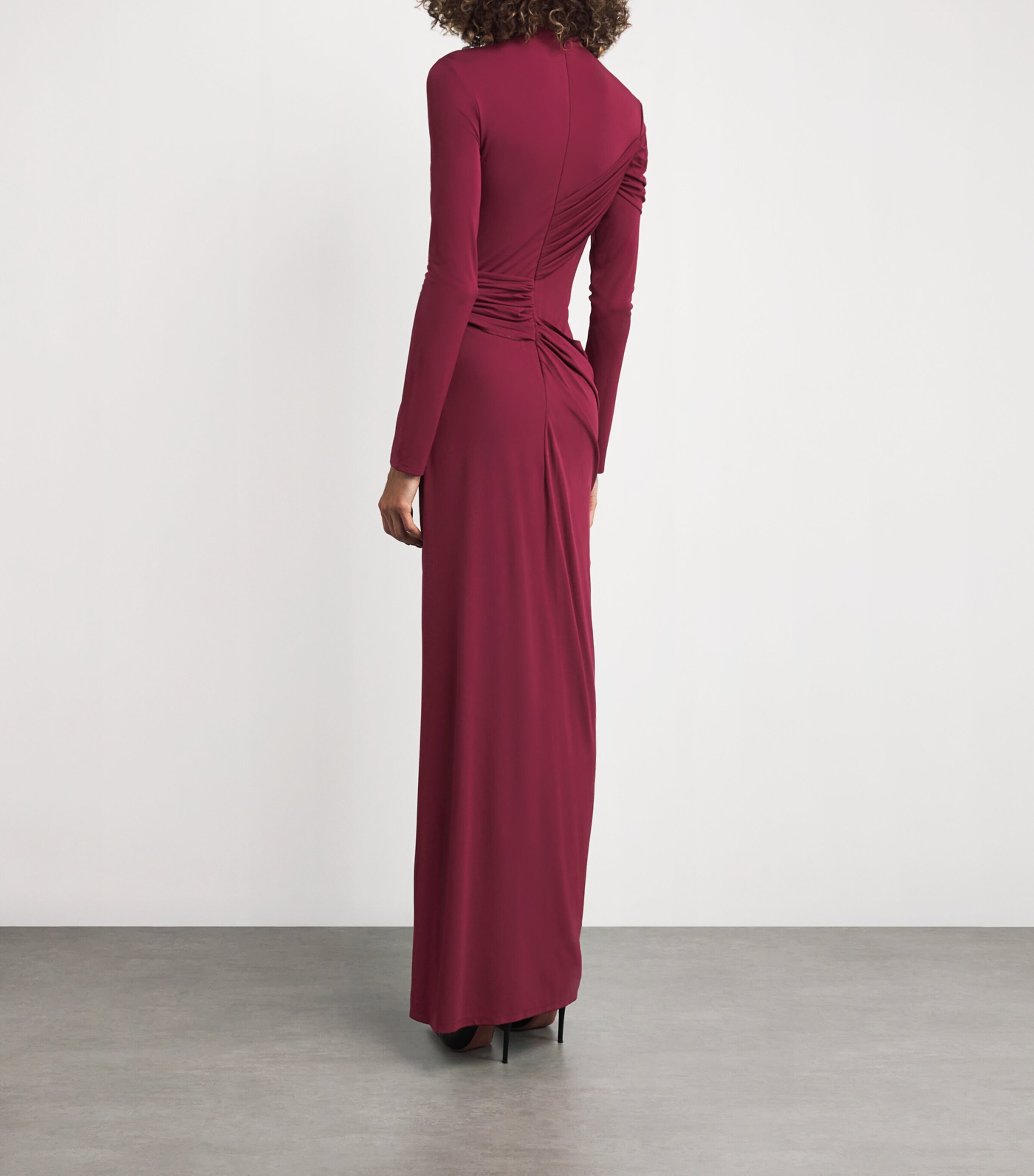 Draped Embellished Izadora Maxi Dress CRANBERRY Image 3