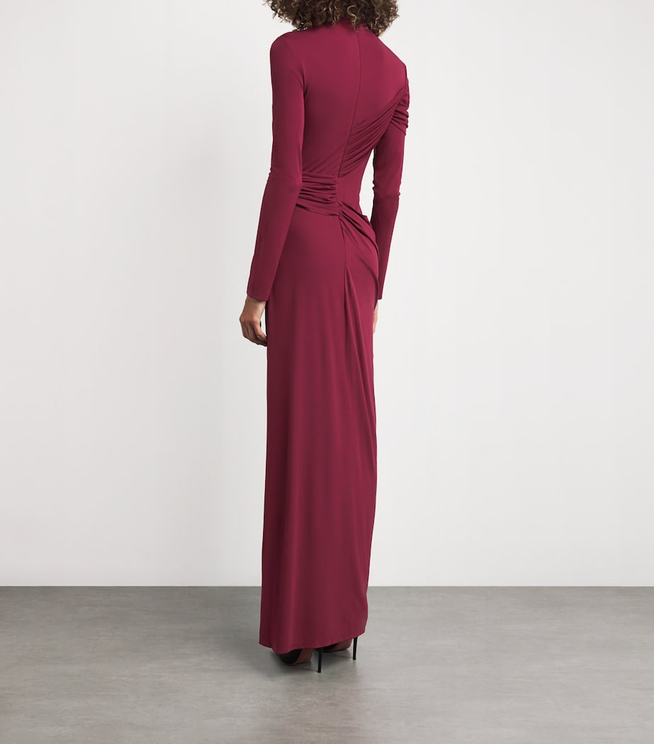 Draped Embellished Izadora Maxi Dress CRANBERRY Image 3