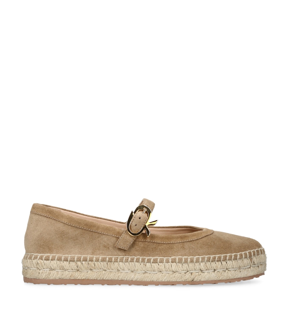 Gianvito Rossi Velour Elda Ballet Flats Camel Image 1