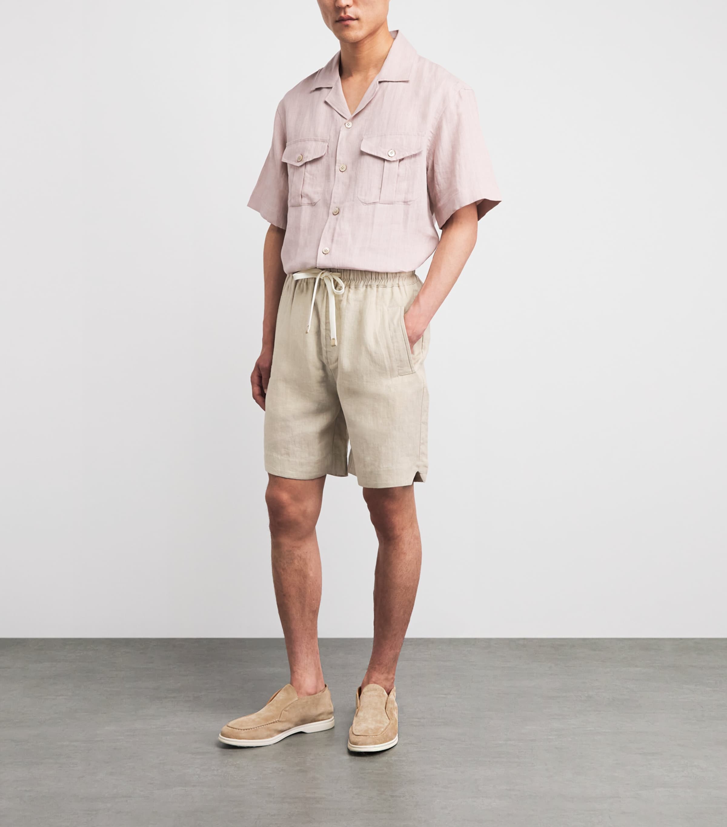 Eleventy Mens Linen Drawstring Bermuda Shorts Sabbia Image 2