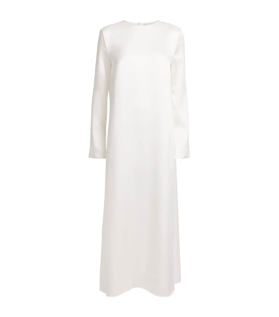 Laura Pitharas Silk Long-Sleeve Maxi Dress Ivory