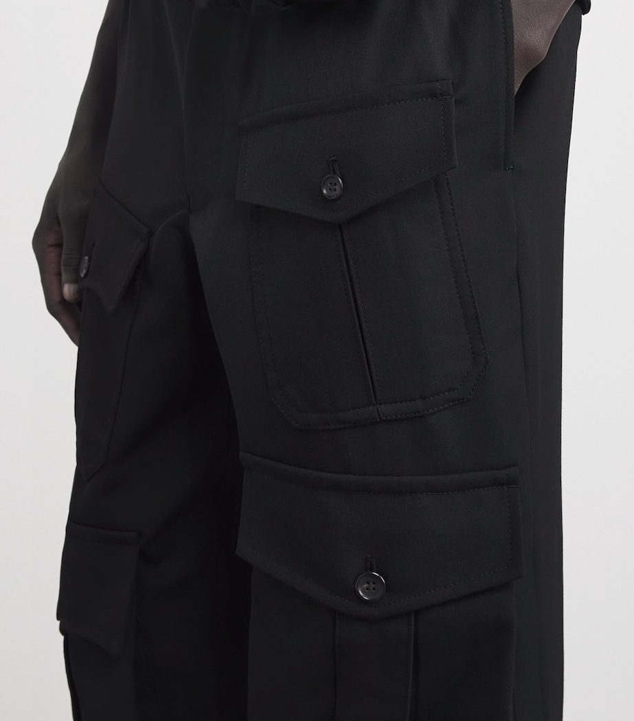 Wool Pocketed Straight Trousers BLACK Image 6