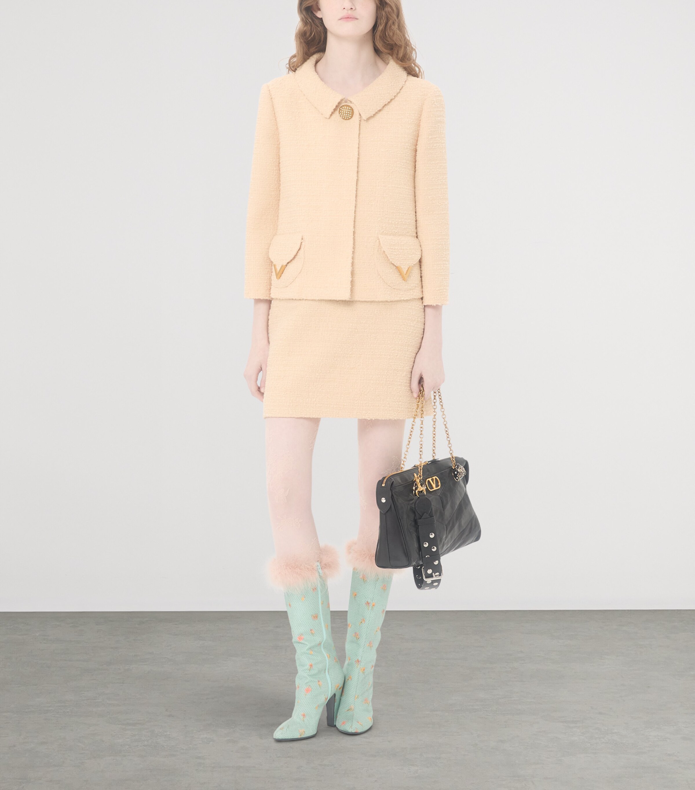 Valentino Womens Virgin Wool-Blend Tweed Mini Skirt Image 5
