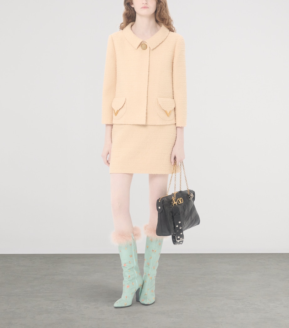 Valentino Womens Virgin Wool-Blend Tweed Mini Skirt Image 5