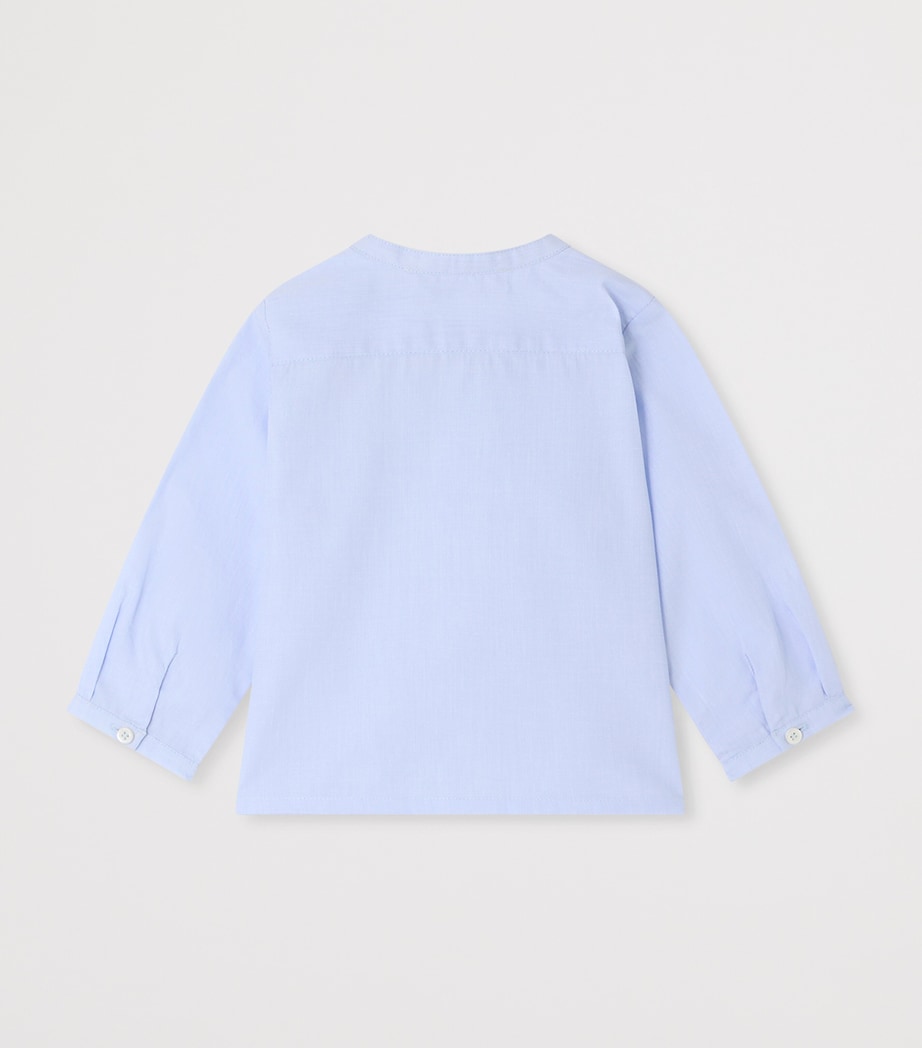 Bonpoint Cotton Motif-Embroidered Shirt (6-18 Months) Bleu Image 2