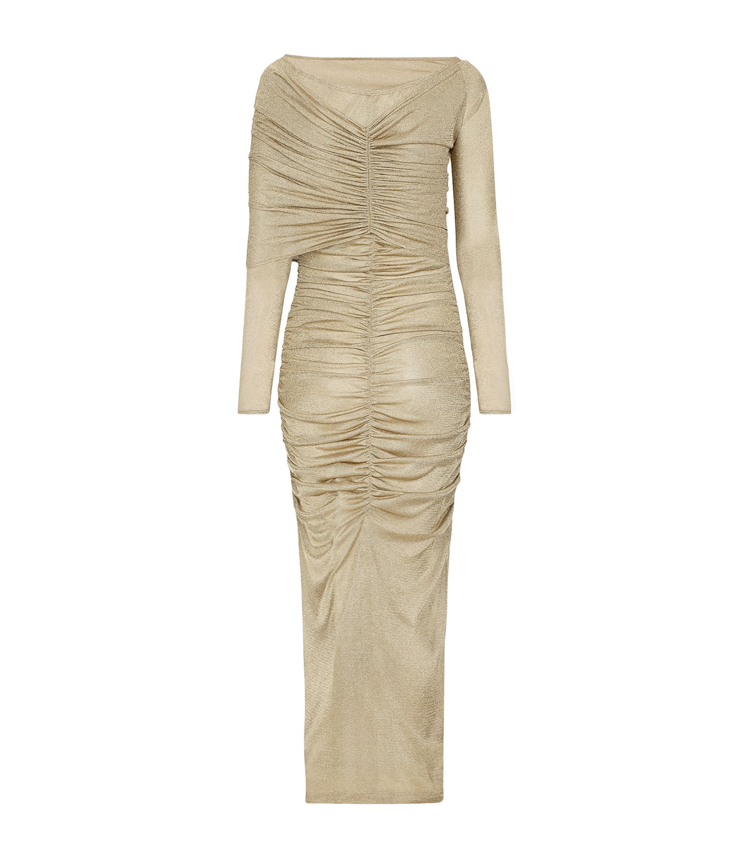 Dolce&Gabbana Womens Ruched Midi Dress Gold Image 3
